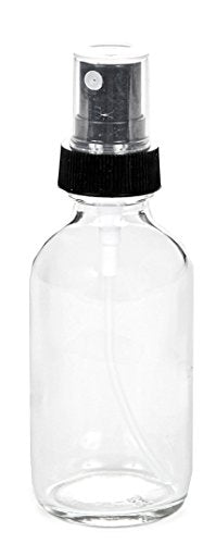 12 Pack 1 oz Glass Bottles with Black Fine Mist Sprayers - Clear Perfume & Essential Oil Containers
