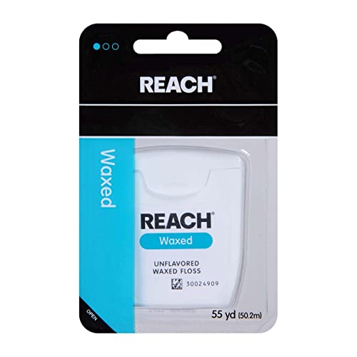 Reach Unflavored Waxed Dental Floss 55 Yards, Pack of 10 – Plaque Removal & Gum Care