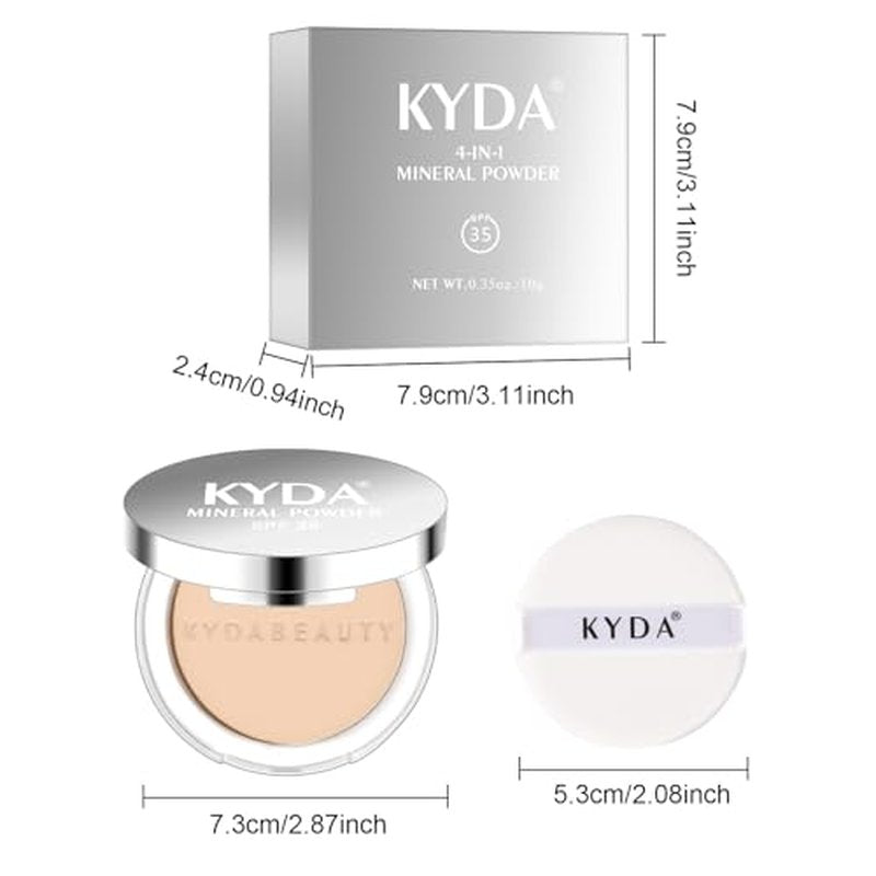 4-in-1 Mineral Pressed Powder, SPF 35 Powder Foundation with Concealer and Finishing, Matte Weightless Buildable Foundation, Light to Medium Coverage, 01 light