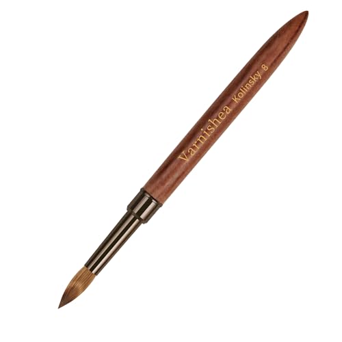 100% Pure Kolinsky Hair Acrylic Nail Brush Sandalwood Handle Professional Manicure Brushes for Powder Nail Acrylic Application - Salon & DIY Nail Art Essentials - Size 8, 1.0 Count