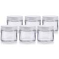 JUVITUS (6 pack) 2 oz / 60 ml Clear Thick Glass Jar with White Metal Airtight Lid