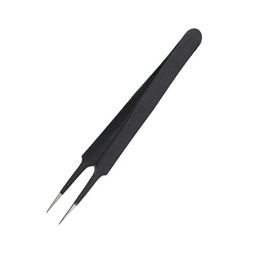 AKOAK 4 Pcs ESD Tweezers Set Anti-Static Tweezers Stainless Steel Tweezers for Eyelash Extension,Electronics, Jewelry-making - Straight and Curved Tip Tweezers - Black
