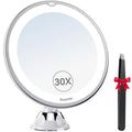 Auxmir 2026 Upgraded 30X Magnifying Mirror with Light, Makeup Mirror with 2-Level Lights, Portable Magnifying Mirror Suction Cup and Tweezers, 360¡Æ Swivel, Vanity Bathroom Mirror for Home Travel