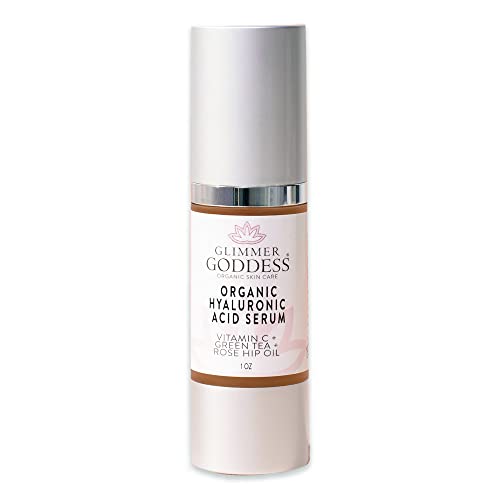 Glimmer Goddess Organic Face Serum with Hyaluronic Acid and Vitamin C ? Hydrating & Firming Formula for Radiant Skin (1 oz)