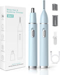 Nose & Eyebrow Trimmer for Women - 2-in-1 Rechargeable Facial Grooming Tool, Waterproof, Blue