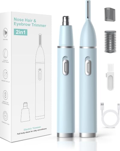 Nose & Eyebrow Trimmer for Women - 2-in-1 Rechargeable Facial Grooming Tool, Waterproof, Blue