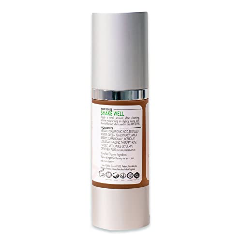 Glimmer Goddess Organic Face Serum with Hyaluronic Acid and Vitamin C ? Hydrating & Firming Formula for Radiant Skin (1 oz)