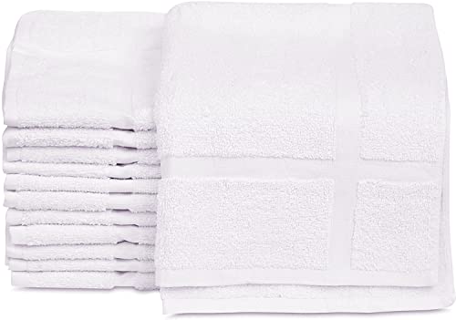 Gold Textiles 12 Pack White Cotton Blend Hotel Bath Mats 18x25 Inches Quick Dry