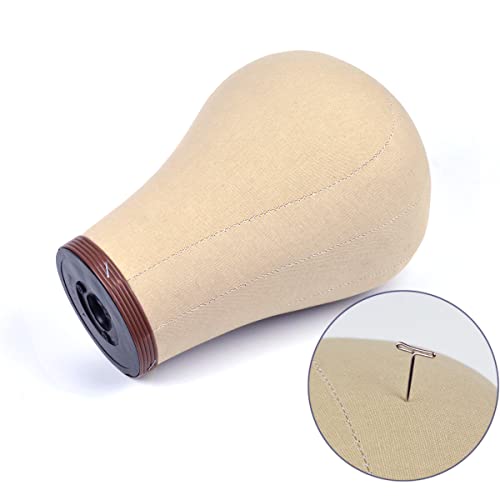 23 Inch Cork Canvas Mannequin Head for Wig Making with Mount Hole - Durable Salon & Display Use
