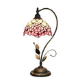 8-Inch Tiffany Style Cherry Blossom Stained Glass Table Lamp - Small Bedside Lamp, Living Room Decor, Creative Gift
