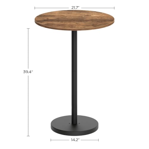 Round Bar Table Set of 2 - Rustic Brown & Black Counter Height Pub Tables