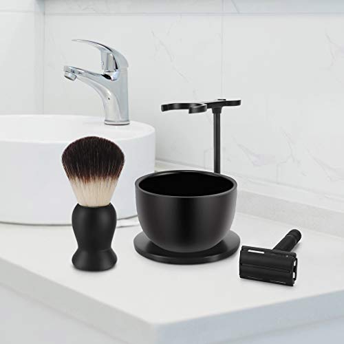 Men's Shaving Kit with Black Razor Stand & Premium Brush - Grooming Set