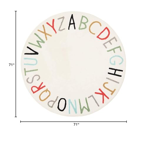 Round ABC Area Rug 71 Inch Multi Color Kids Playroom Floor Carpet - Variation of THIS listing