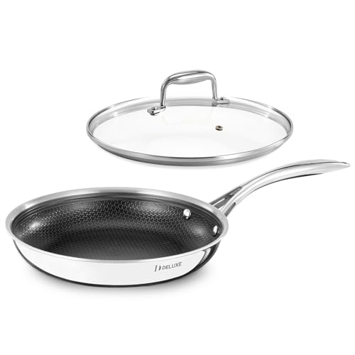 DELUXE 10-Inch Black Hybrid Ceramic Nonstick Frying Pan with Lid