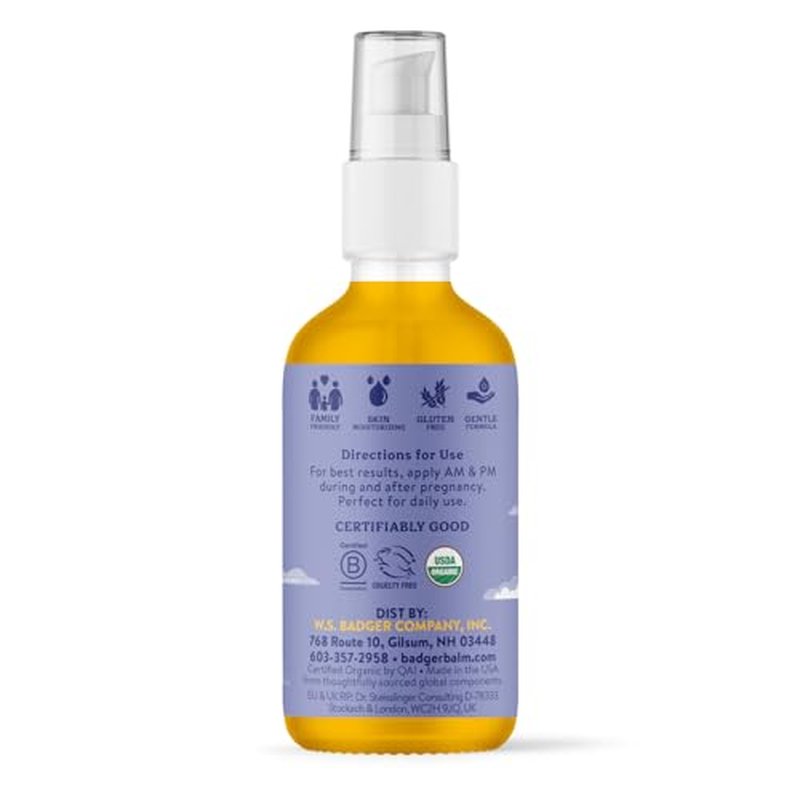 Badger Pregnant Belly Oil and Belly Butter, Rose & Vanilla, Certified Organic, Gentle & Soothing for Stretched Skin During & After Pregnancy
