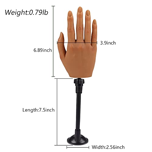 Right Hand Practice Hand for Acrylic Nails with Stand - Reusable Silicone Mannequin