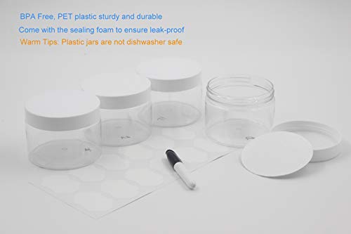 10oz Plastic Jars with Lids - Clear Wide-Mouth Containers, 24 Pack