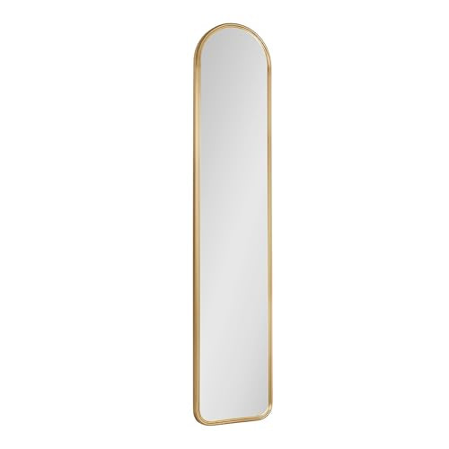 Slim Gold Arched Wall Mirror - 8x38 Inch Tall Entryway Bedroom Decor