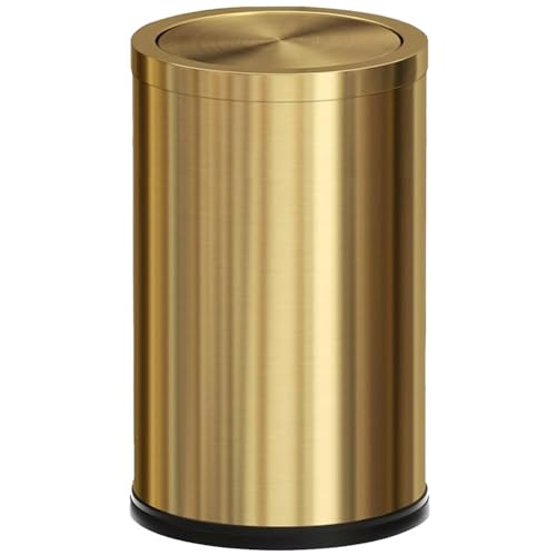 Gold Bathroom Trash Can with Lid - 4.7 Gallon Stainless Steel Garbage Bin with Flipping Cover - LEASYLIFE Variation