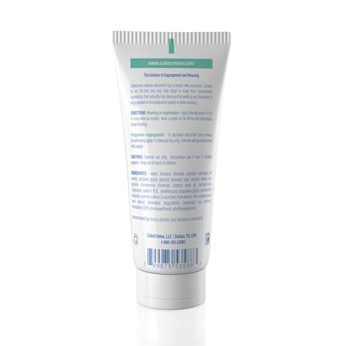 CaboCr?me Extra Strength Cabbage Breast Cream - 2X Strength for Engorgement Relief and Breastfeeding Weaning Support - Dry Up Breast Milk - OB-GYN Created & Breastfeeding Mother-Approved - 2 oz