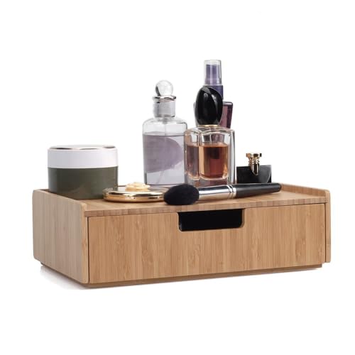 MobileVision Bamboo Makeup Drawer Organizer - Eco-Friendly Cosmetic Storage Box