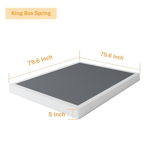SHLAND King Box Spring with Cover - 5 Inch Heavy Duty Bed Base, Noise-Free, Easy Assembly, Black