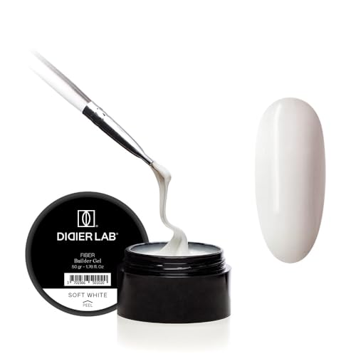 DIDIER LAB Fiber Builder Gel Soft White ? Self-Leveling HEMA-Free Builder Gel for Nails - Ultra-Strong LED UV Fiberglass Nail Builder Gel for Nail Repair Refills and Nail Extensions - 1.76 fl oz