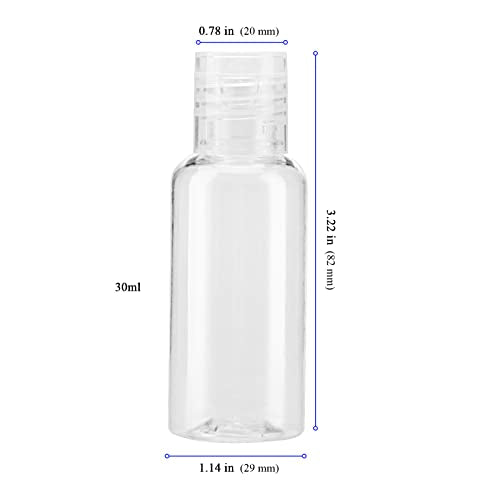 KEILEOHO 80 Pack 1oz/30ml Clear Plastic Flip Cap Bottles, Travel Bottles with Flip Cap, Empty Dispenser Container for Travel Size, Refillable Containers Bottles for Shampoo, Lotion, Cream, Toner