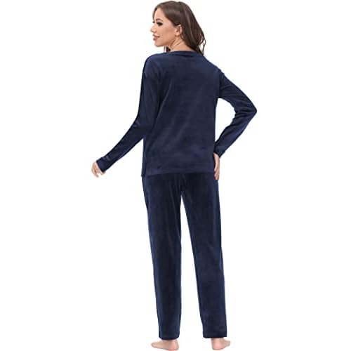 COZZIPLUS Women Velour Sweatsuits Sets Lounge Set 2 Piece Sweatsuit Crew Neck Sweatshirt and Sweatpant Velvet Jogging Suit