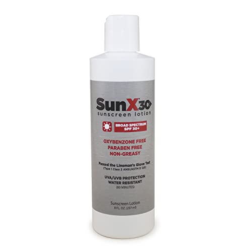 CoreTex Sun X 30+ SPF Broad Spectrum Sunscreen Lotion - 8oz Bottle of Paraben, Oxybenzone, Octinoxate, & Oil Free Sunscreen - No White Cast and Water Resistant Up to 80 Minutes