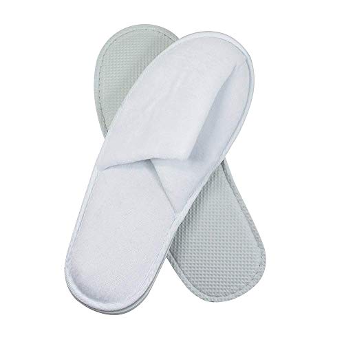 Bulk Unisex Spa Slippers - 10 Pairs, Closed Toe, Individually Wrapped, Hotel Slippers