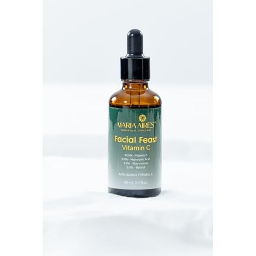 Maria Aires Facial Feast Vitamin C - Brightens & smooths with 20% Vitamin C, Retinol, Niacinamide & HA. Evens skin tone, reduces signs of aging. A feast for your face