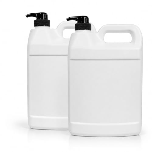 2 Pack 1 Gallon Refillable Pump Dispenser Bottles - HDPE Jugs for Soap, Shampoo, Sanitizer, and More - Made in USA