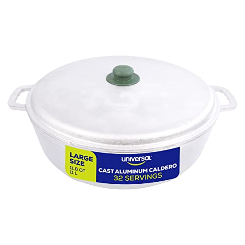 Universal 11.6 QT Cast Aluminum Caldero Pot with Lid - Large Batch Rice & Stew Cooker
