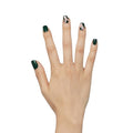 KISS Impress Press-On Manicure Fake Nails, Time Lapse - Short Length, Squoval Shape, Polish-Free Dark Green Gold Design Mani, Includes Prep Pad, Mini File, Manicure Stick, and 30 Fake Nails
