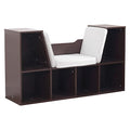 KidKraft Wooden Bookcase with Reading Nook & Gray Cushion - Espresso, 46.46x15.16x5.04 in