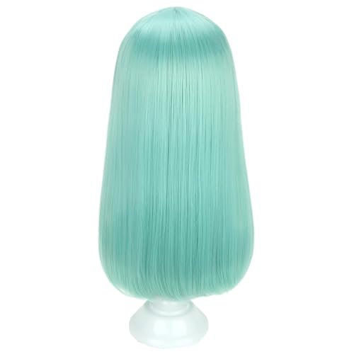 Long Straight Mint Green Wig - 22 Inch Cosplay & Daily Party Hair with Hairnet