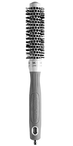 Olivia Garden Ceramic Ion Round Thermal Hair Brush 20mm White/Grey - Not Electrical, Professional Blowout Tool for Thick Hair