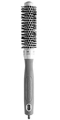 Olivia Garden Ceramic Ion Round Thermal Hair Brush 20mm White/Grey - Not Electrical, Professional Blowout Tool for Thick Hair