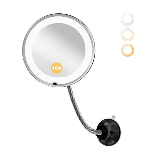 Brightown Black 10x Magnifying Lighted Makeup Mirror with Flexible Gooseneck