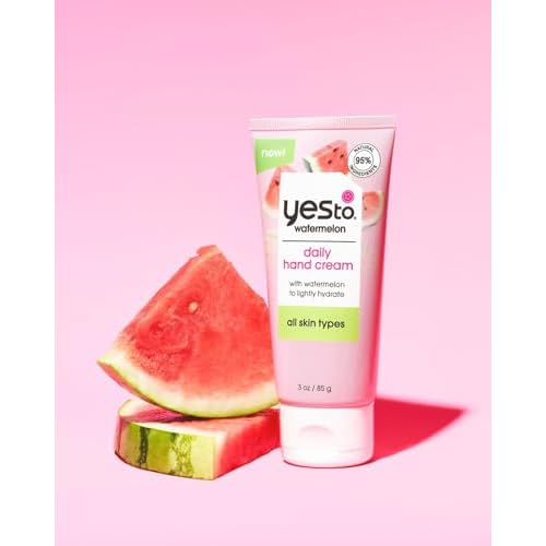 Yes To Watermelon Daily Hand Cream, Hydrating & Creamy Texture To Provide Instant Moisturization Without Greasy Residue, With Shea Butter & Antioxidants, Natural, Vegan & Cruelty Free, 3 Oz