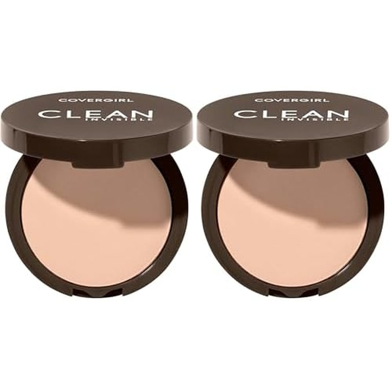 Covergirl Clean Invisible Pressed Powder, Lightweight, Breathable, Vegan Formula, Creamy Natural 120, 0.38oz (Pack of 2)
