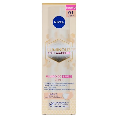 NIVEA Luminous630 3-in-1 CC Cream Light Shade 40ml - Natural Finish, Travel-Friendly