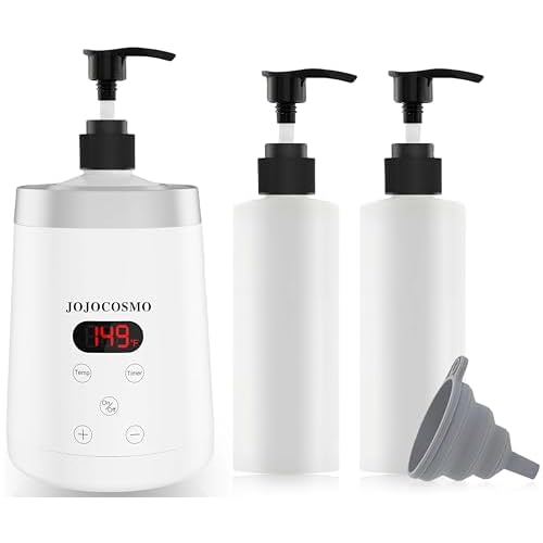 Massage Oil Warmer, Massage Oil Heater with Two Oil Bottle dispensers, Body Liquid Warmer from 30 to 65 ¡ÆC, Lotion Bottle Warmer Shampoo Heater for Salon (White)