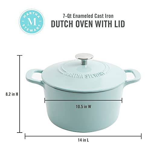Martha Stewart Gatwick 7-Quart Enamel Cast Iron Dutch Oven - Martha Blue