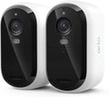 Wireless Outdoor Security Cameras 2-Pack with Battery, Color Night Vision, Two-Way Audio, Person & Vehicle Detection, White – 2 Cameras + 1-Month Secure Plan Trial