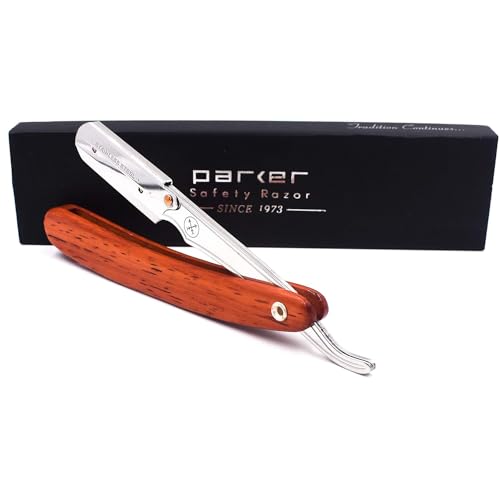 Parker Rosewood Handle Straight Razor & 5 Blades - Barber & Home Grooming