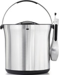 Stainless Steel Ice Bucket and Tongs Set with Lid - 4 Quart Capacity