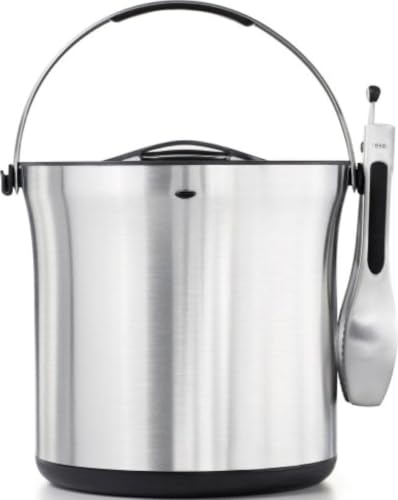 Stainless Steel Ice Bucket and Tongs Set with Lid - 4 Quart Capacity
