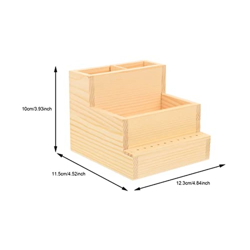FRCOLOR Wooden Nail Drill Bits Holder Stand Display Organizer 10 Holes Nail Tool Storage Box Desktop Brush Holder Manicure Tool Organizer Cosmetics Holder